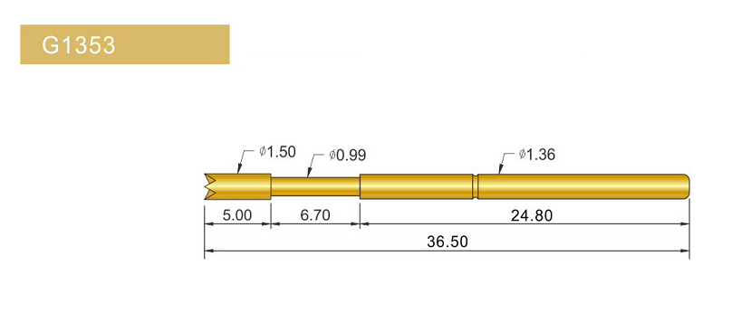 G1353-Q探針、四爪頭探針、1.36mm測(cè)試針、總長(zhǎng)36.5mm、彈簧針圖片、測(cè)試針圖片、頂針圖片、探針圖片